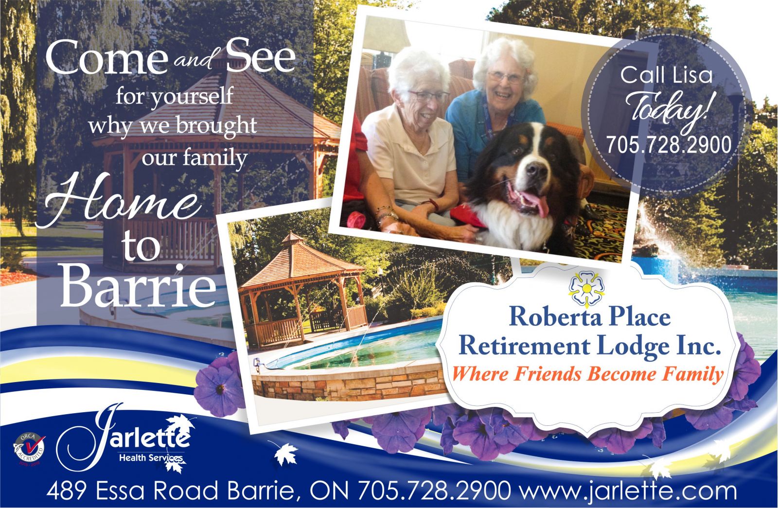 Roberta Place Retirement Lodge. Barrie Senior Living & Home. Jarlette Health Services